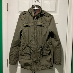 Levi's  anorak military jacket army green cotton hood drawstring medium raincoat